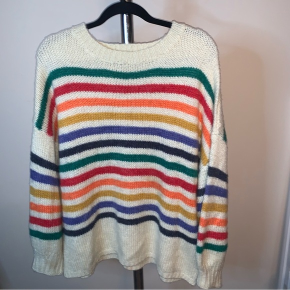 entro Sweaters - Entro Multicolor Striped Crew Neck Sweater